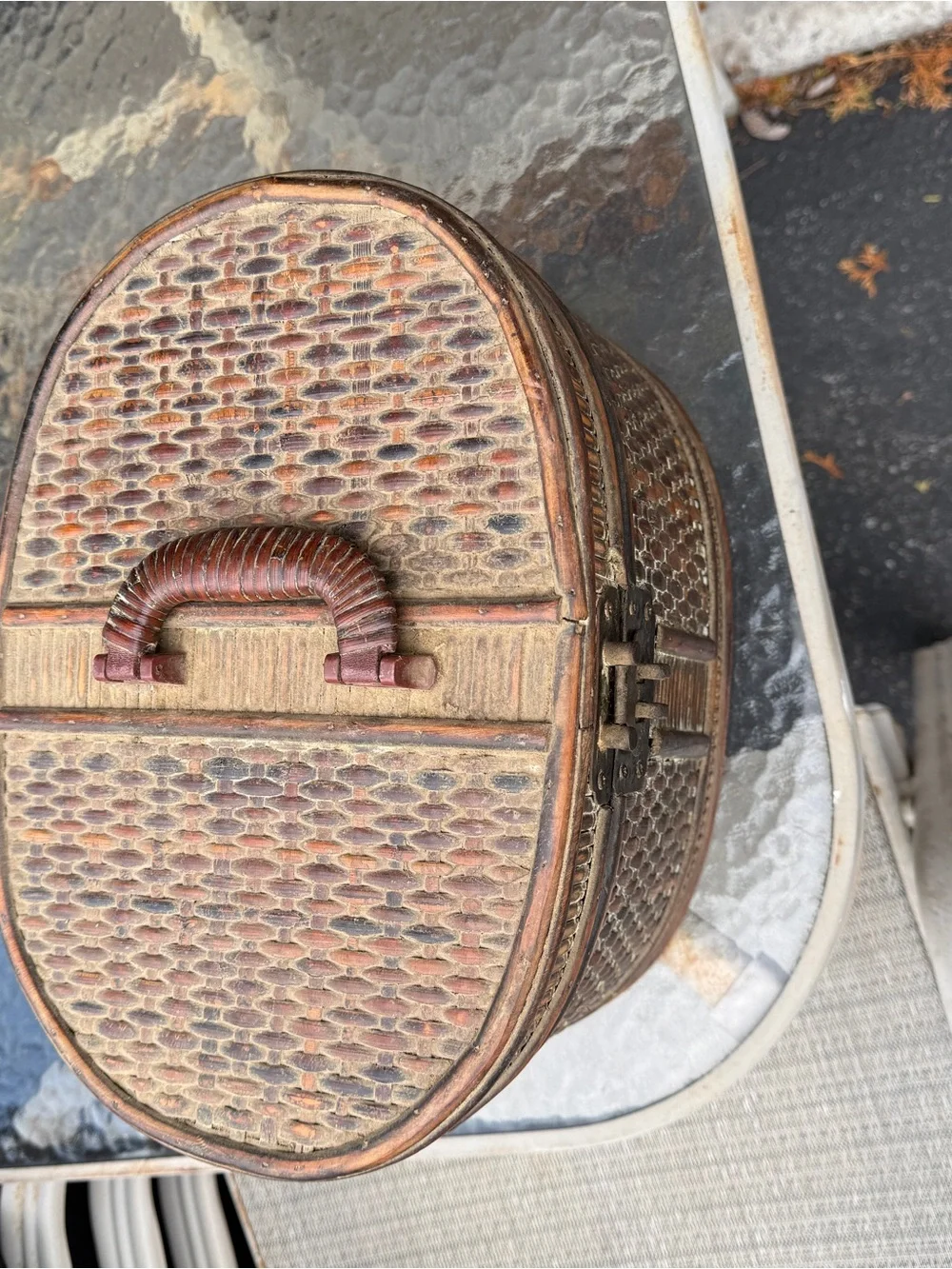 Handwoven Oval Decorative Storage Box in Brown